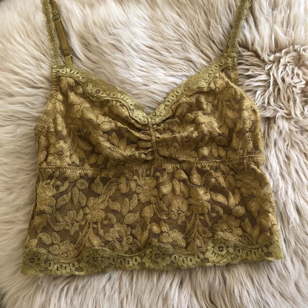 NWOT Moda International Lace Bralette in Gold/Olive Size S - Picture 5 of 7